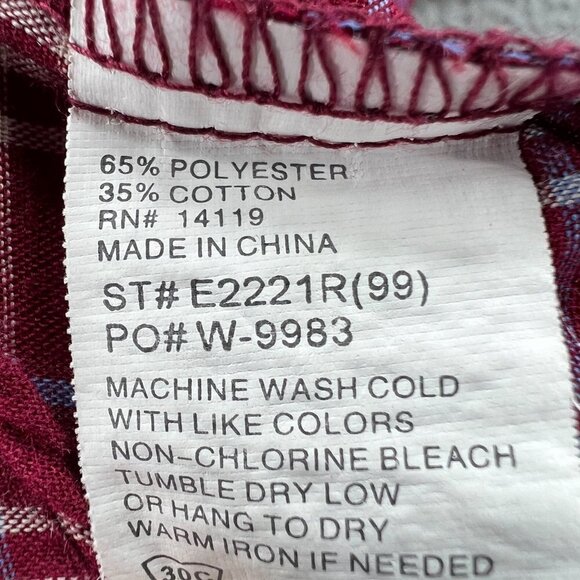 Plains Western Wear Mens Shirt Extra Large Red White Plaid Pearl Snap Pocket - Picture 6 of 9